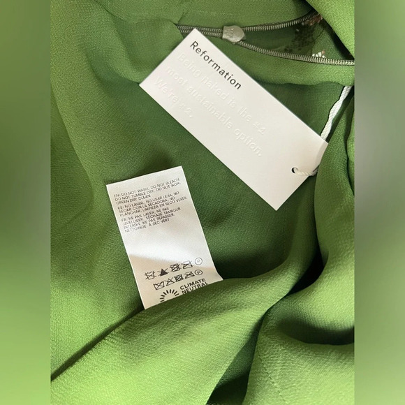 REFORMATION Lomita Green floral long sleeve open back PERSIS mini dress size 10. - Picture 12 of 16